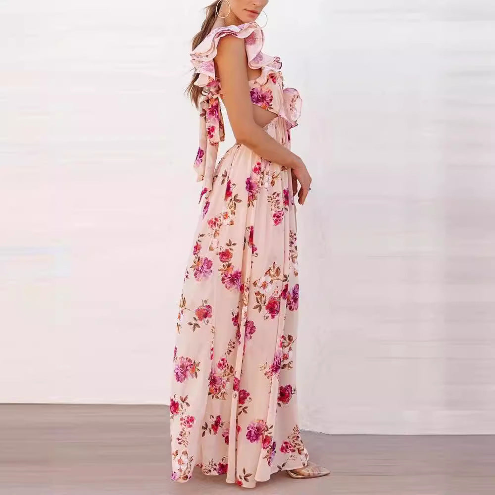 georgia dress maxi floral pink side