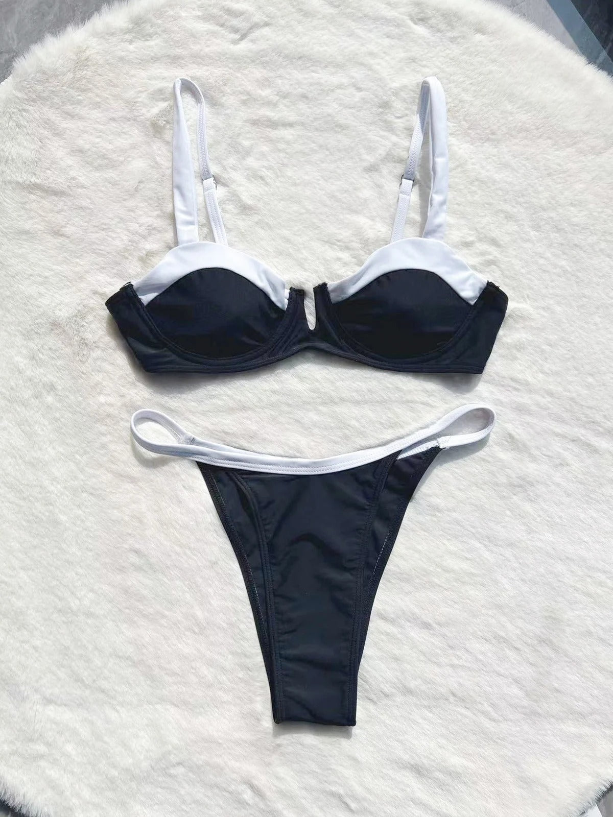 penelope bikini contrast trim black and white front