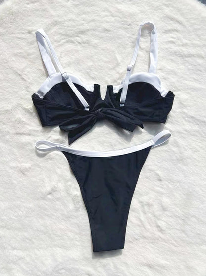 penelope bikini contrast trim black and white back