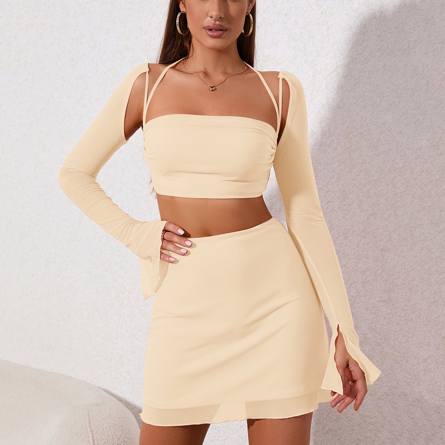 gianna top and skirt set ivory front