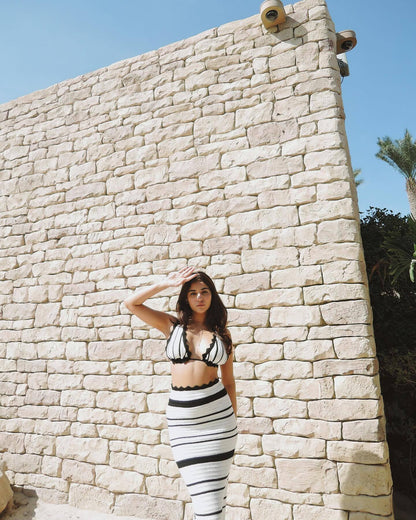 paula set with halter top and maxi skirt stripes